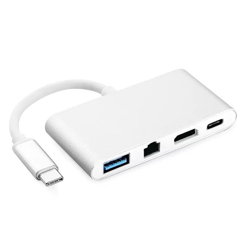4-in-1 USB-C Hub: HD 4K Type-C Expansion Dock for Laptops & Mobile Phones