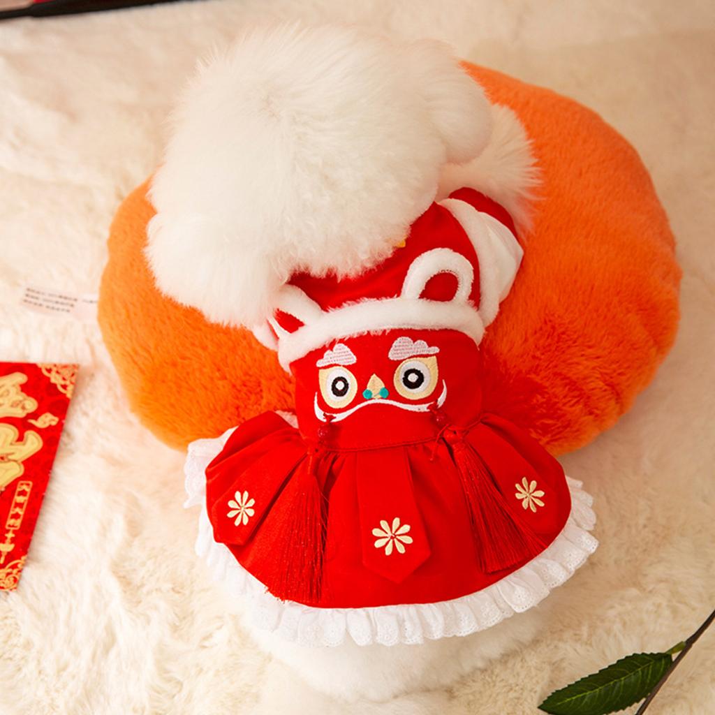 Dog Chinese New Year Outfit Furry Lining Tang Suit Outfit Festive Dog Snowsuit Chinese New Year Outfit Winter Apparel