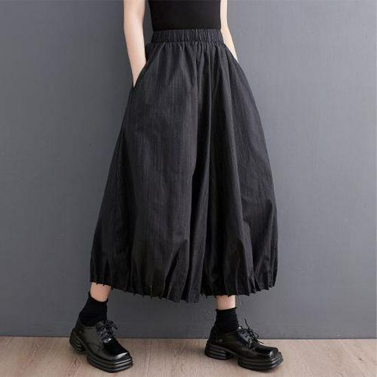 

Retro Black Pleated Striped Wide-Leg Cropped Women s Pants XL [Recommended 140-180 lbs] чёрный