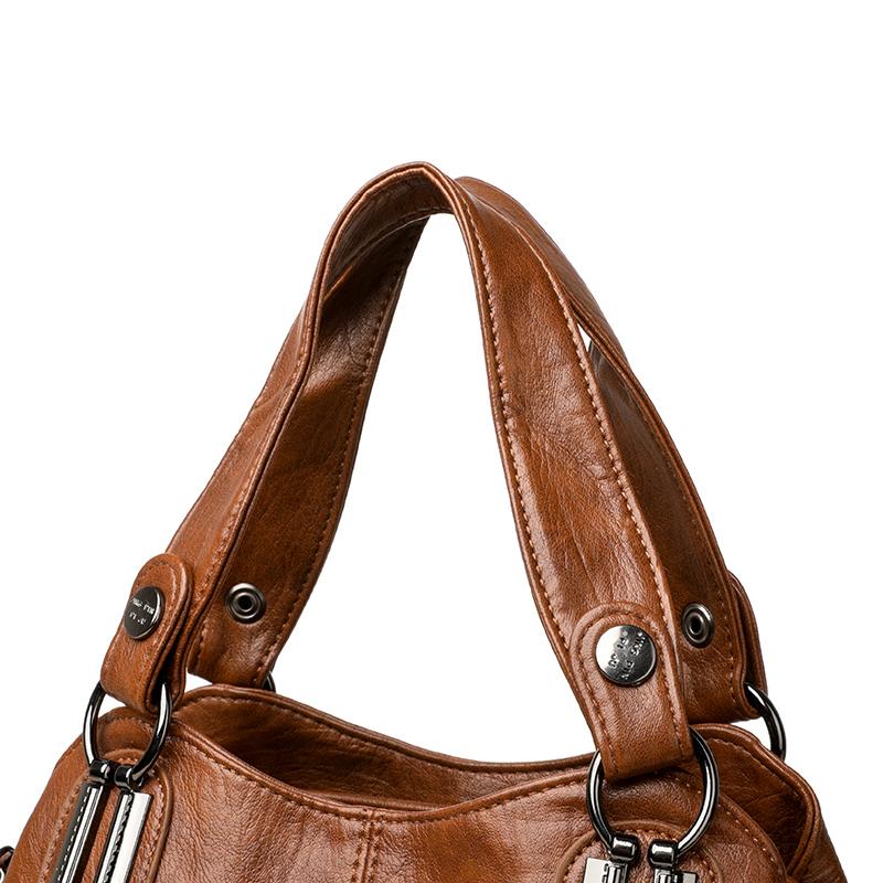 European and American Mother Bags, Middle-aged Women's Crossbody Large-capacity Simple Casual Shoulder Bags, Soft Leather Portable Retro Tote Bags