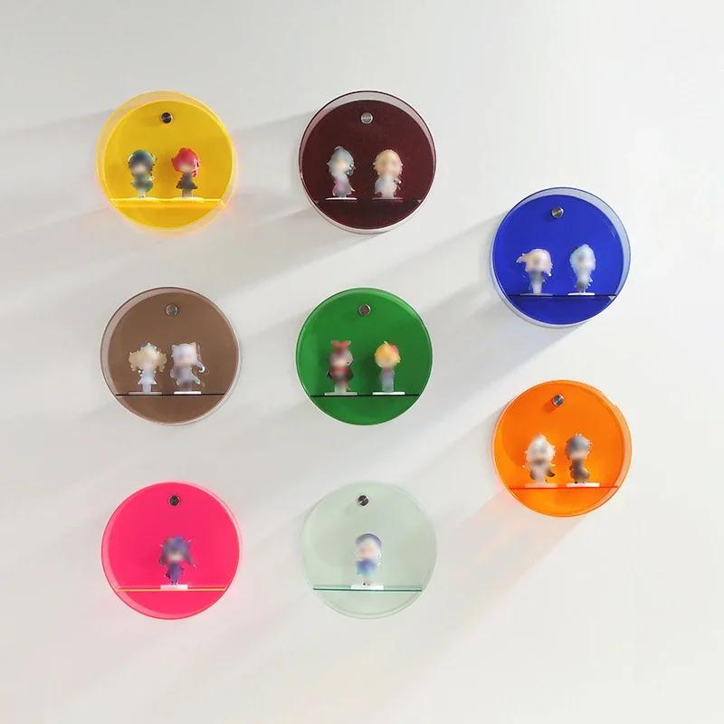 Estante de Figuras de Pared Acrílico Caja Ciega Muñeca Soporte de Exhibición Redondo Estante de Pared Circular para Figuras y Decoraciones