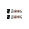 Black & Silver Glitter Starry Sky Rhinestone Press-On Nail Stickers - Short Style False Nails