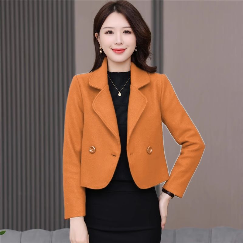 

Маленький костюм, короткое пальто, женская модная весенне-осенняя корейская версия, универсальный, приталенный и стройнящий шерстяной топ 3XL