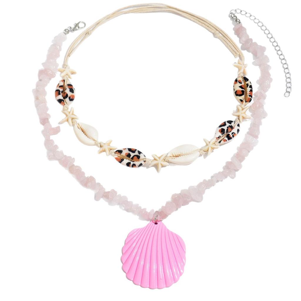 Natural Gravel Necklace European and American Jewelry Women's Bohemian Simple Fashion Marine Shell Sweater Chain