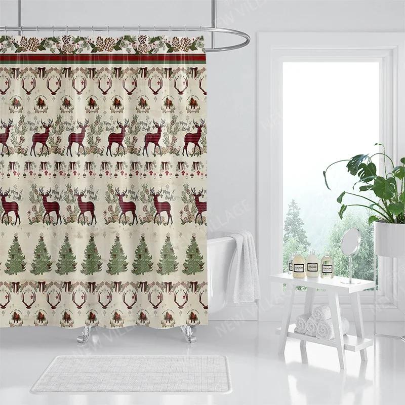 Household Waterproof Fabric Home Shower Curtain Accessories 90x180 Shower Curtain 240 * 200 Christmas Peripheral Shower Curtain