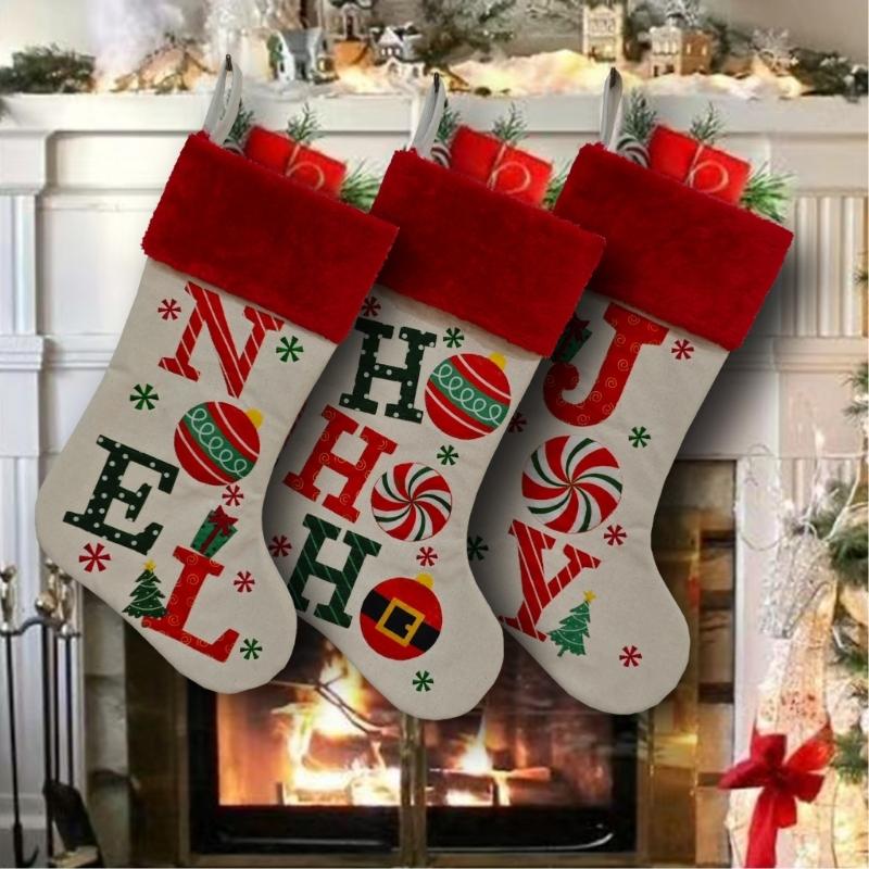 Alphabets Holiday Sock Decoration With Polyester Materials Quick Attachment Hook Multipurpose Festival Ornament