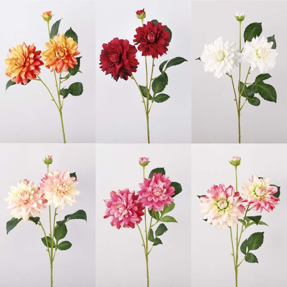 Handmade Artificial Dahlia Flower Real Touch Fake Flower Faux Dahlia Branch  Home Living Room Decor