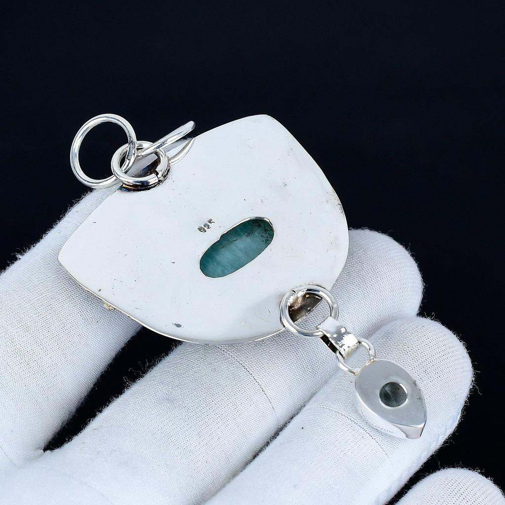 Amazonite Pendant, 925 Sterling Silver Handmade Jewelry, Aquamarine Silver Pendant, Party Wear Jewelry For Women's, Pendant Wadding Gift