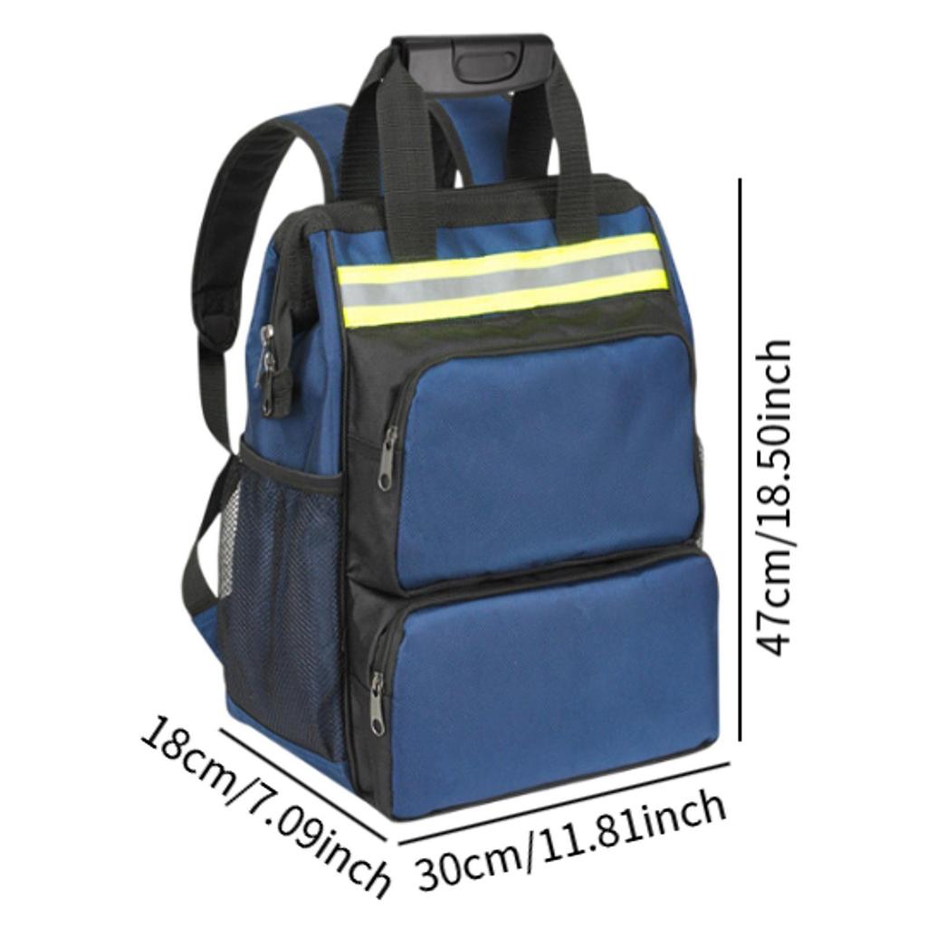 Oxford Cloth Tool Bag Multifunctional Large Capacity Backpack Blue Heavy Duty with Warning Reflective, Appliance Repair Tool Bag