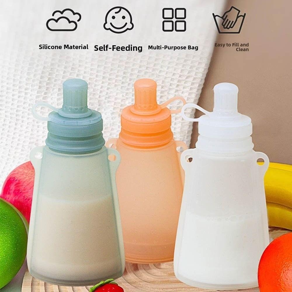 Refillable Milk Storage Bag Reusable Baby Food Container Silicone Baby Food Pouch Breast Milk