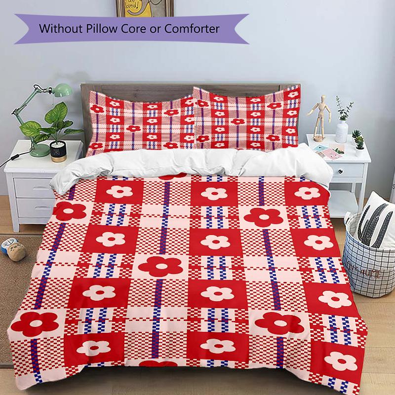 3Pcs Floral Pattern Printed Bedding Set, Breathable And Soft, Machine Washable, Christmas Gift, Suitable for Bedroom Decoration, 15153