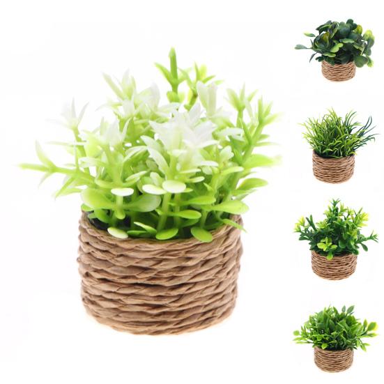 Miniatur-Bonsai-Pflanzen-Requisiten Topfpflanzen-Dekoration Künstliche Grüne Pflanzen für Puppenhaus Schreibtischregal Mini-Heimdekorationen Miniatur-Bonsai-Töpfe