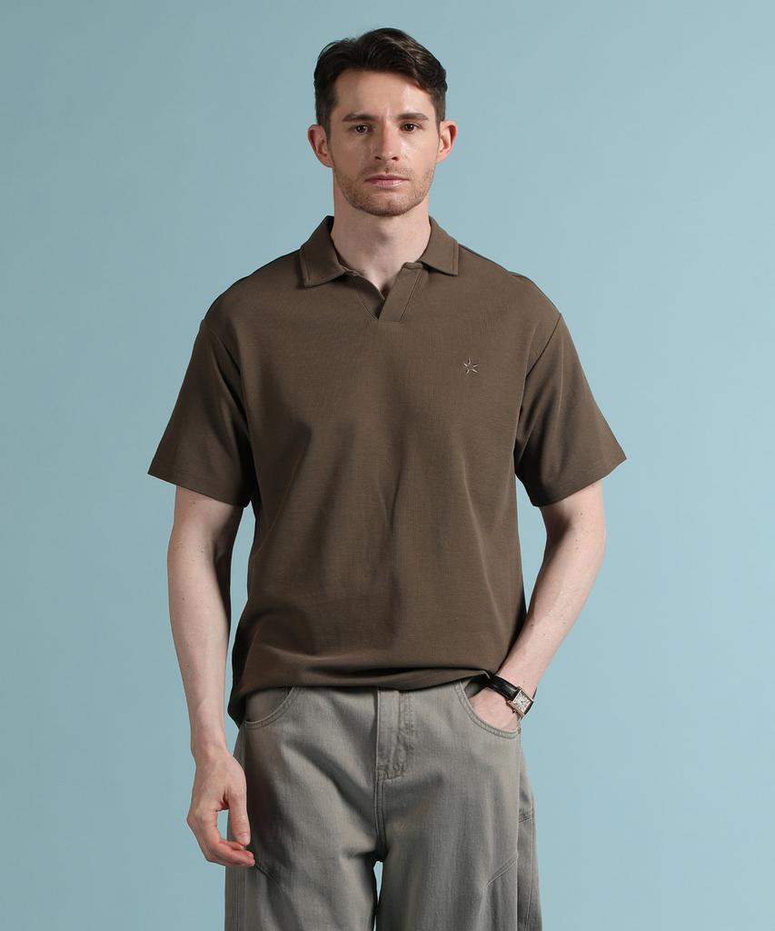 PANICALE Light Brown Johnny Collar Polo Shirt