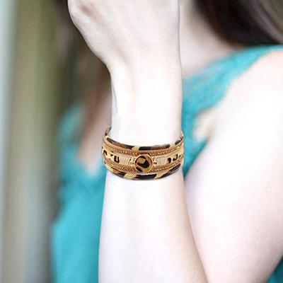 Popular  Winter Alloy Magnetic Buckle Leopard Print Bracelet, Fashionable Leather Bracelet,  Leather Horsehair Bracelet
