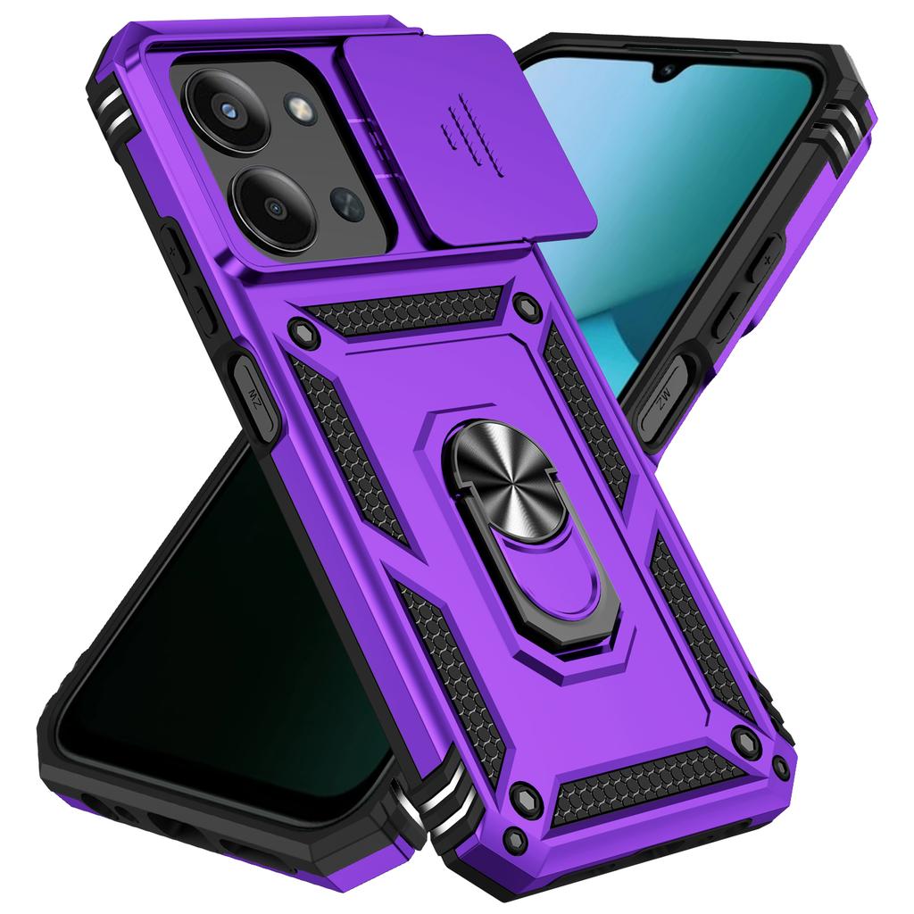 Pancerne Wstrząsoodporne Etui Dla Xiaomi Redmi 15C 4G 171.6mm 5G 173.2mm Metalowy Uchwyt Przesuwane Okienko Ochrona Obiektywu Aparatu Tylna Pokrywa