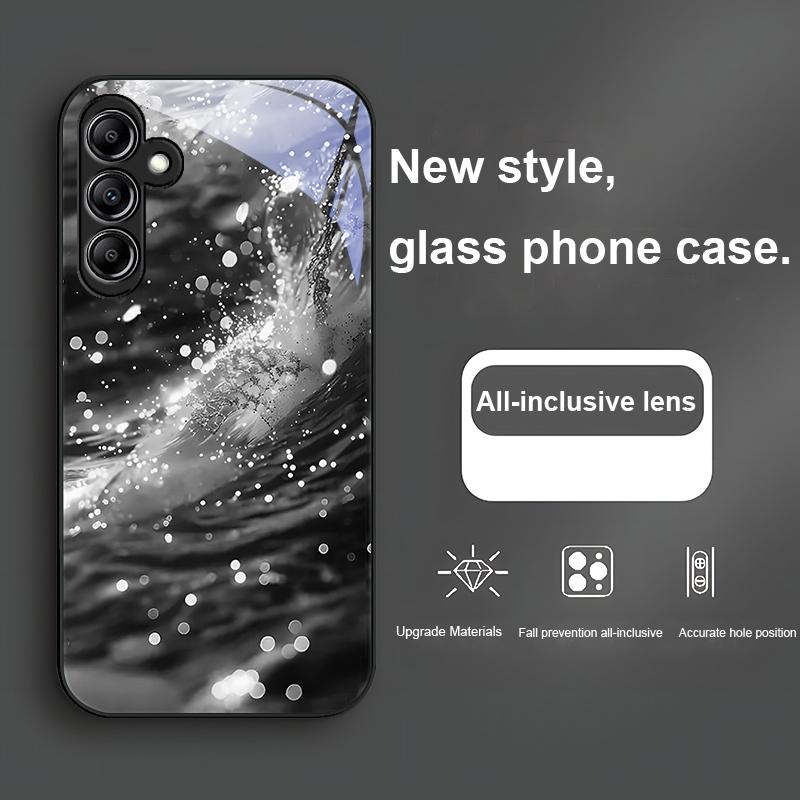 Flowing Gold Black For Samsung Galaxy A01 A02 A03 Core A04 A14 4G A13 54 34 31 20 25 23 22 5G S21 Ultra S20 Glass Phone Case