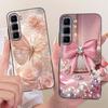 For Infinix Hot 50 Pro+ 50Pro 4G Cute Flower Butterfly Cat Case For Infinix Hot50 Pro Plus 4G Black Silicone Soft Phone Cases