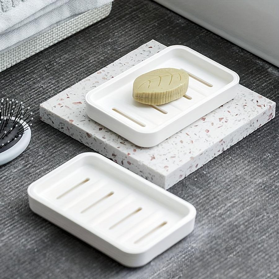 1pc Double-Layer Soap Dish with Drainage Holes - Durable Plastic Rectangular Soap Holder for Bathroom & Travel, Hygienic Drainage Design