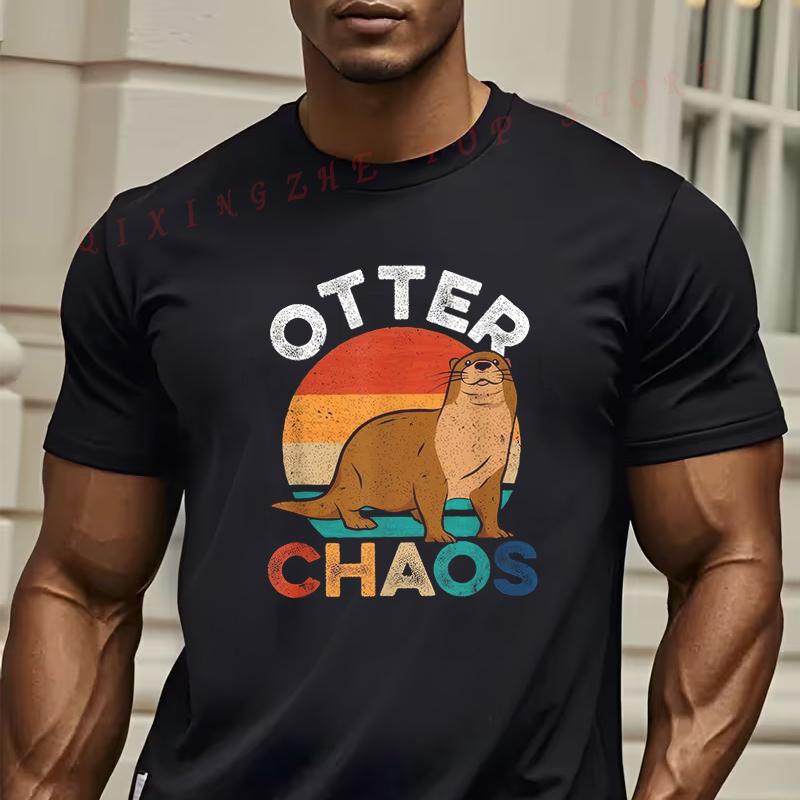 Otter Chaos Mens Womens TShirt Cute Otter Chaos Design With Otterly Unable To Resist Otter Puns Oneck Casual Top S