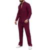 Men's European Autumn Waffle Knit Stand Collar Cardigan & Long Pants Set