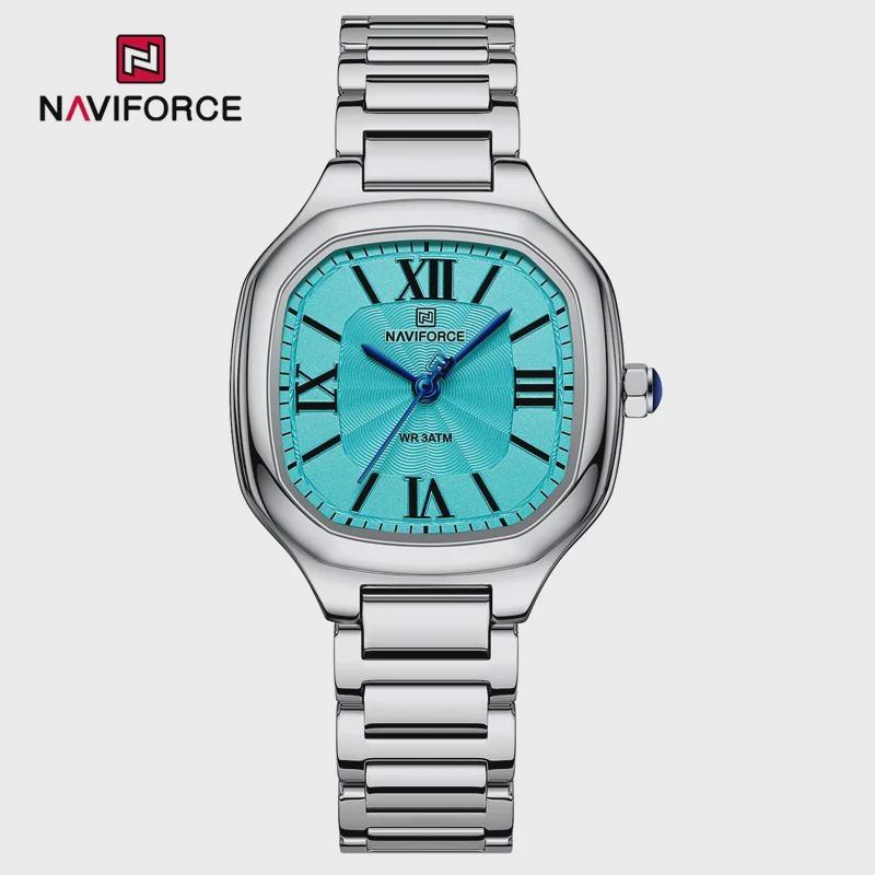 Водонепроницаемые Женские Часы Кварцевые Элегантные Дамские Наручные Часы Повседневные Стальной Браслет Женские Девочки Часы Прямоугольный Циферблат Silver Strap синий