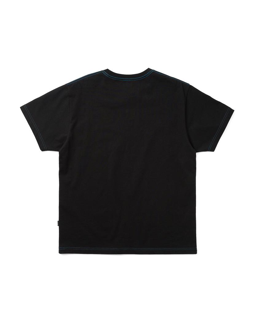 YESEYESEE Contrast Stitch Chain Logo Tee Black