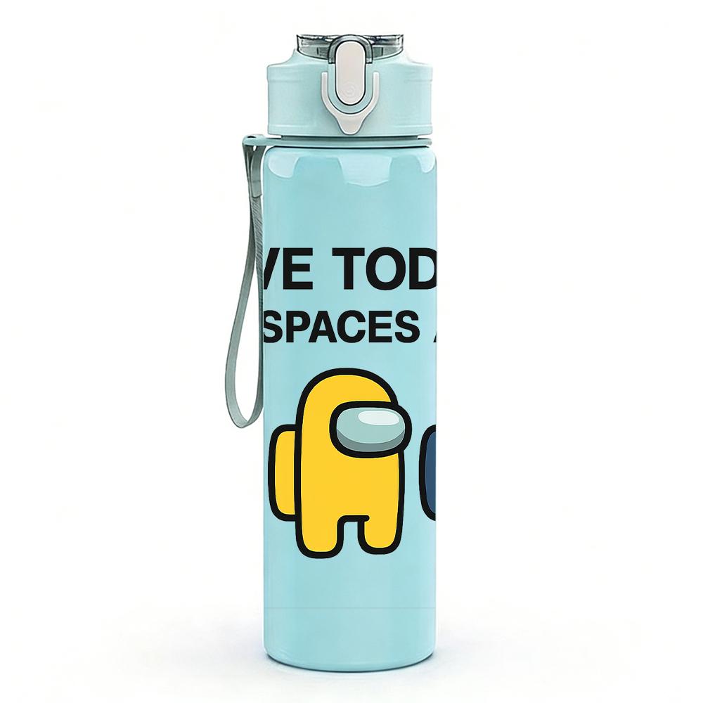1 Pezzo Salva Spazio Personaggio Equipaggio Gioco Astronavigante 750ml Bottiglia d'Acqua Colorata in Plastica Tappo a Flip con Cannuccia Anti-perdita Per Sport Ufficio Uso Domestico