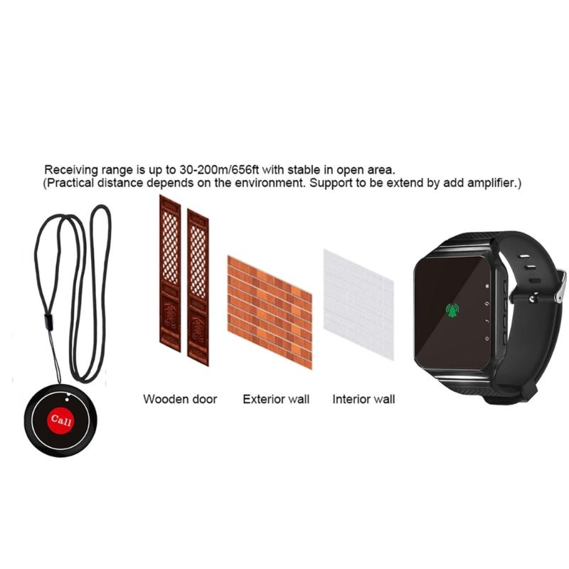 Wireless Emergency Call Wristband For Elderly Patients Restaurant Calling Pager Watch Receiver with LED Display