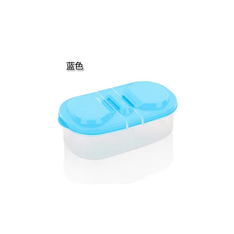 Dual Compartment Covered Kitchen Food and Miscellaneous Grain Sealed Jar Multifu Home Kitchen Refrigerator Plastic Storage Box