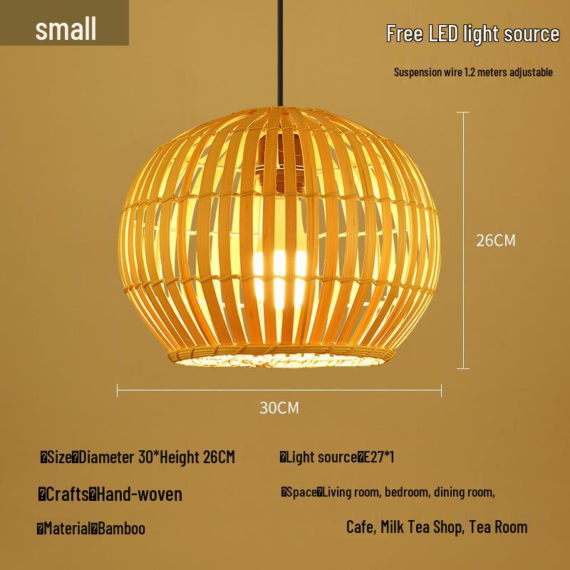 Bamboo Rattan Pendant Lamp: New Chinese & Japanese Style Zen Lighting for Tea Room & Dining, Antique Lantern Design.