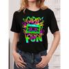 Funny 80's Just Wanna Have Fun 80s Birthday. Print T-shirt, Short Sleeve Crew Neck Casual Top for Summer & Spring, Women's Clothing