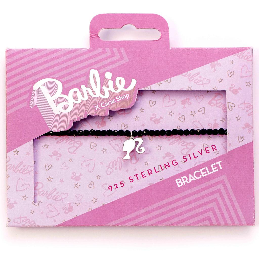 barbie Sterling Silver Charm On a Black Onyx Bracelet