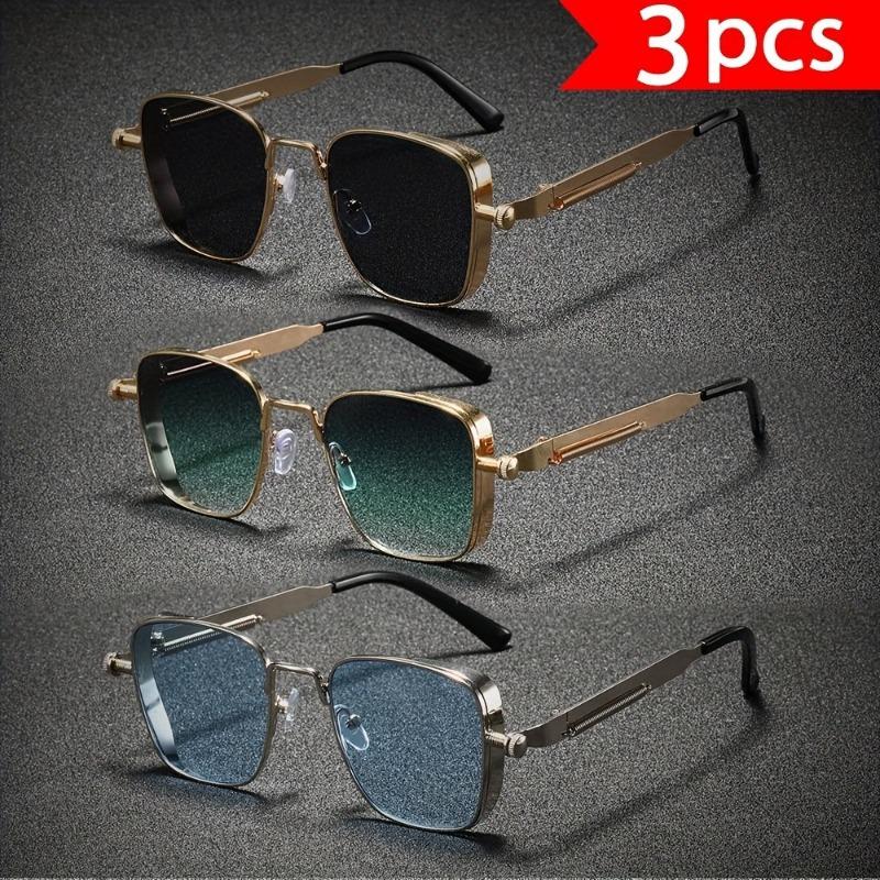 3 piece Punk SquareStyle Fashion Glasses Cyberpunk Lightweight FrameDesign Neutral Style Paired with Fashionable Outfits