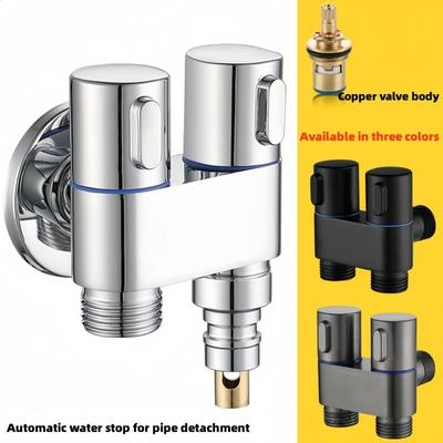 Washing Machine Double Outlet Faucet Automatic Water Stop Valve Anti-rust G1/2 Connector One In and Two Out Faucet Angle Valve