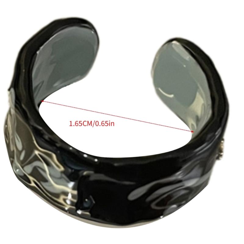 Fashionable Dripping Oil Open Ring with Unique Color Inlay for Women Adjustable Size Opening Ring Ceramic Jewelry Gift