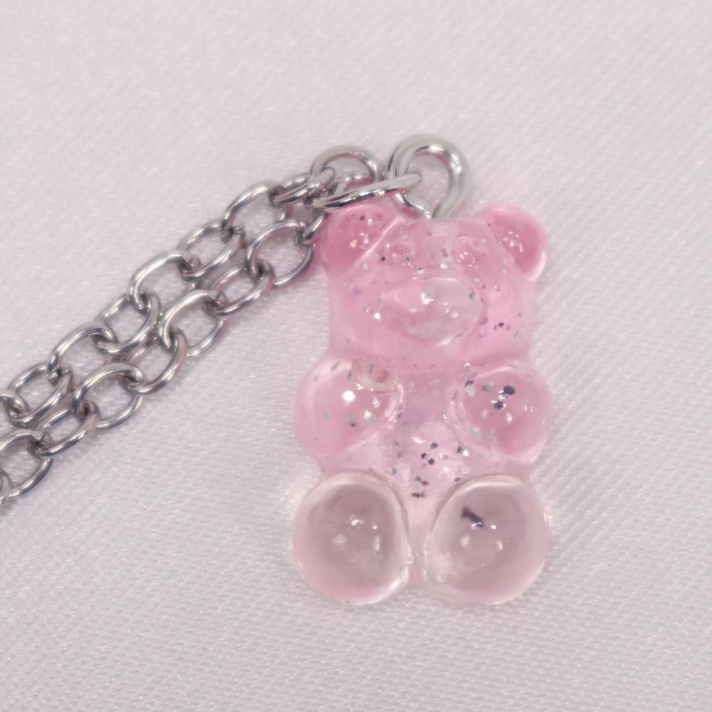 Handmade Gradient Color Candy 7 Color Cute Judy Cartoon Bear Charm Necklace for Women Girl Jewelry Gift