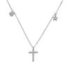 Full Diamond Cross Necklace Female Ins Temperament Light Luxury Star Moon Guardian Collarbone Chain Necklace