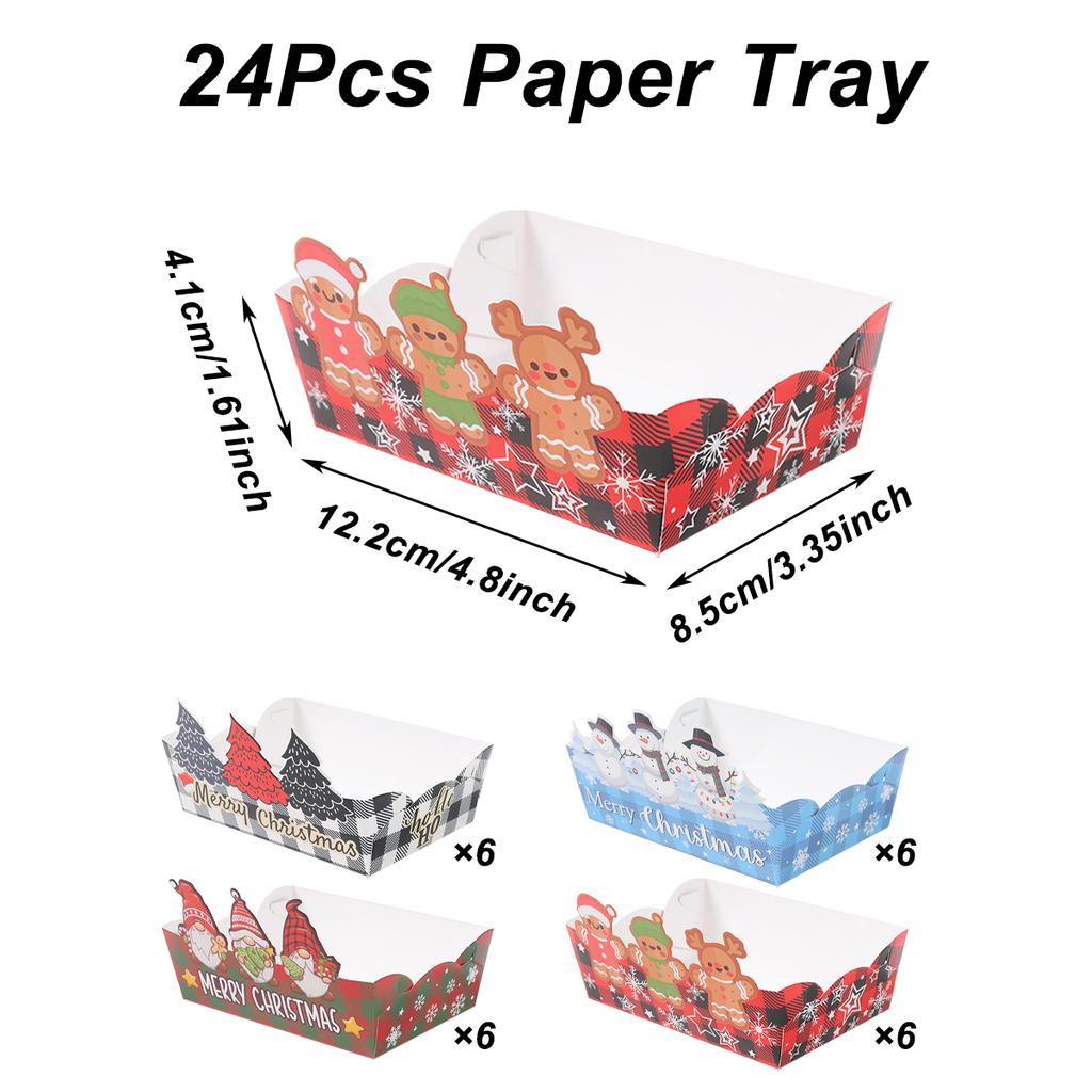 Christmas Paper Food Tray Merry Christmas Decoration for Home 2025 Navidad Natal Snack Candy Pallet Xmas Ornament New Year 2026