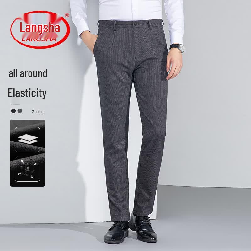 

LangSha Men s Summer Casual Straight-Leg Trousers 36
