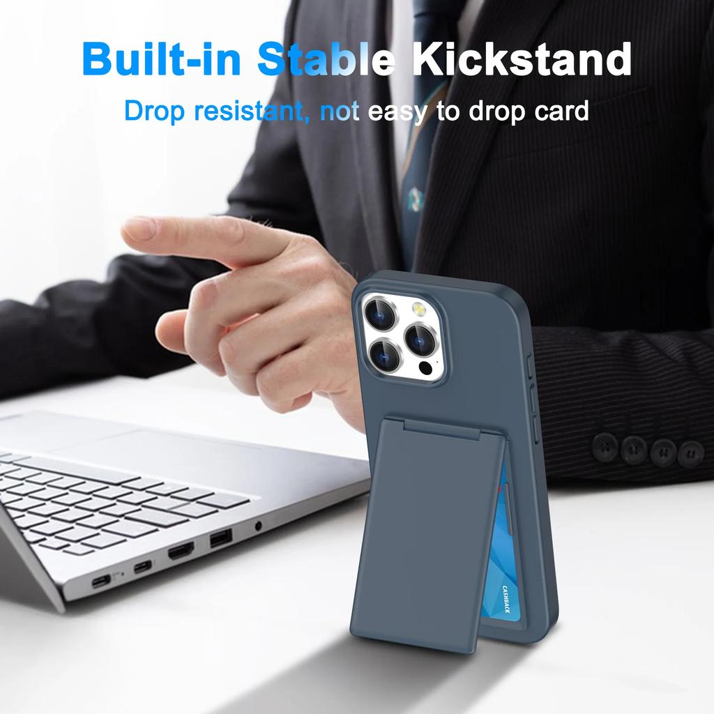 Walle Phone Case for For IPhone 16 Plus 15 14 13 12 Pro Max Shockproof Protective Anti-fall Cover t with Card Holder Kickstand