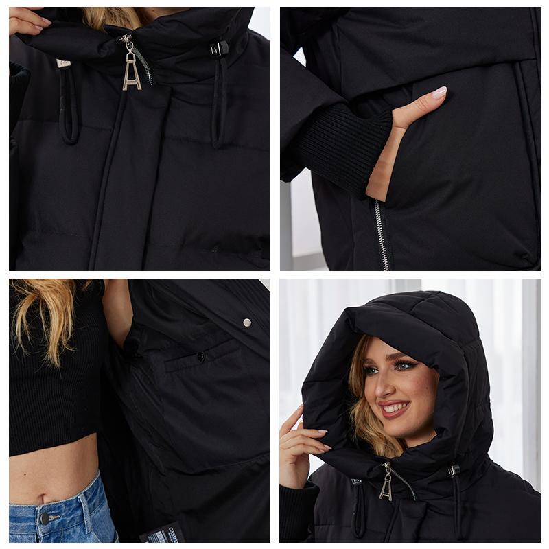 Gasman 2023 Brand High Quality Solid Women's Jacket Black Fashion Warm Coats Women Winter Down Jackets Hooded Parkas 83271