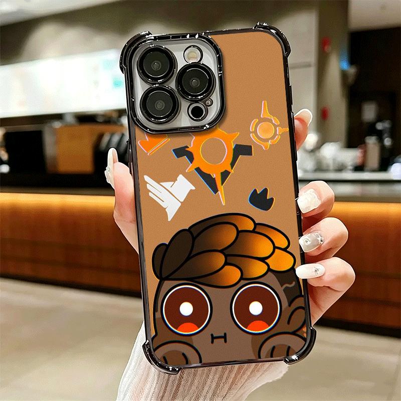V-Valorant Cute Catoon Plating Phone Case For Iphone 16 17 Pro Max Air 16E 14 15 Plus 12 13 Mini Anti-Fall Airabag Cover