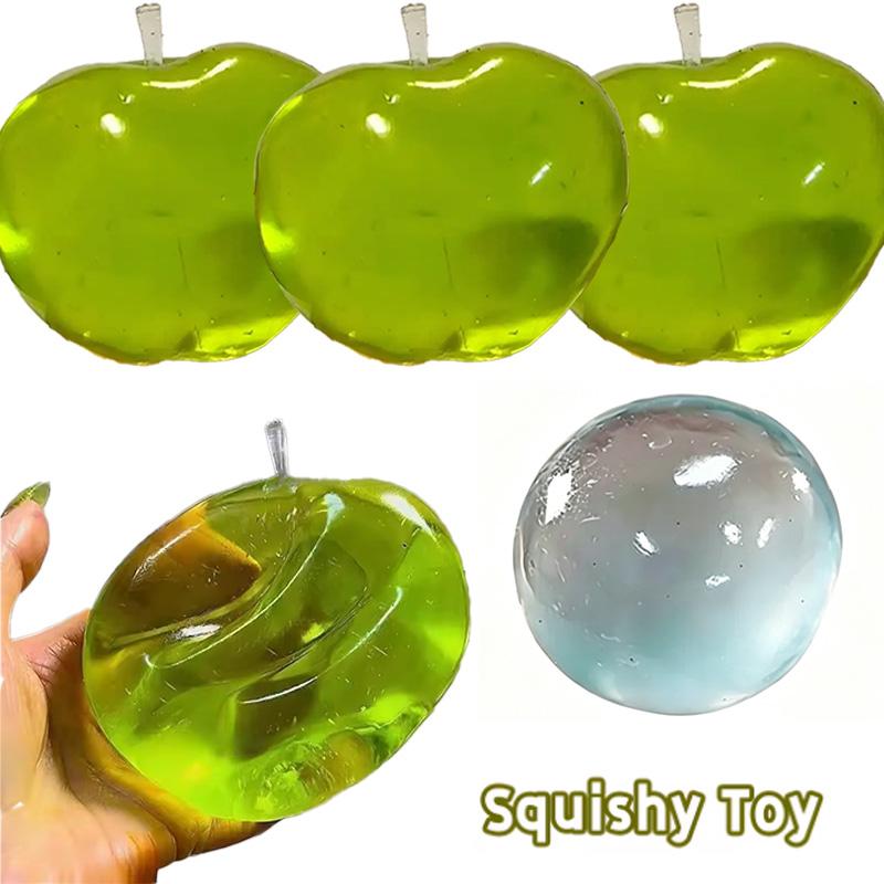 Topmix Green Squishy Apple Stress Ball Soft Fidget Sensory Toy For Anxiety & Focus Desk Sensory Decompression Toy For Adults & Kids