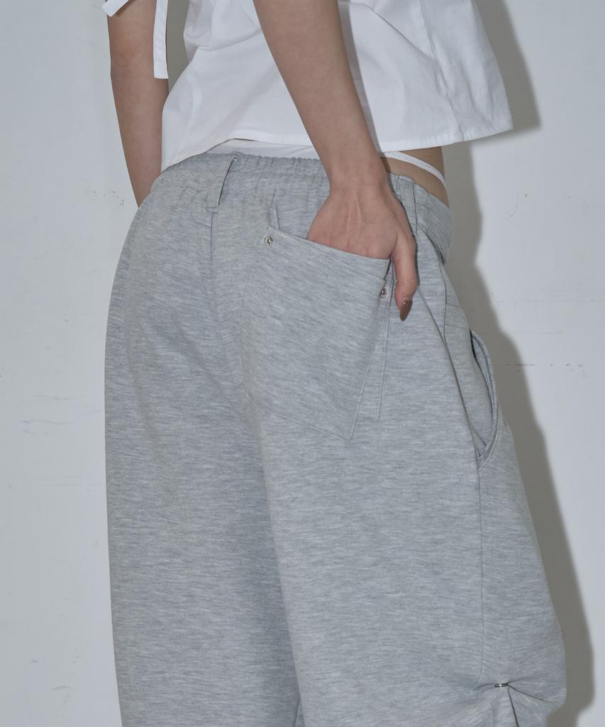ZIZEMUSEUM Utility Pocket Wide Sweat Pants (Melange Gray)