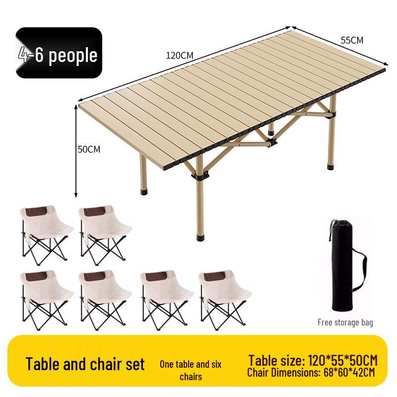 Portable Folding Chair and Table Set for Camping, Fishing, Dining, Street Vendors, Barbecue, and Outdoor Self-Driving Tours.
