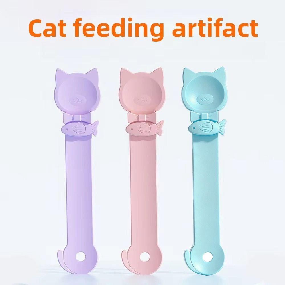 Long Handle Cat Strip Feeder Spoon Durable Cartoon Cat Bar Squeeze Feeder Bite Resistant Cat Treat Dispenser Interactive