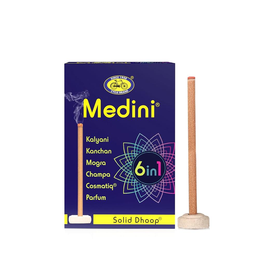 Cycle Pure Medini 6 In 1 Solid Dhoop Pack Of 2 60 Sticks Charcoal Free Bambooless Natural Fragrance With Free Holder For Puja And Meditation