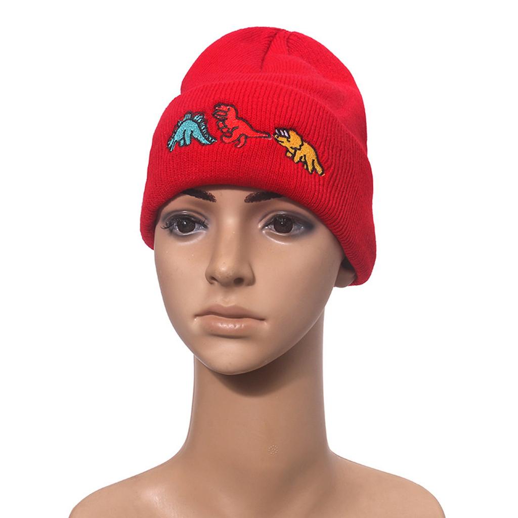 Men's Hip-hop  And Winter Embroidery Warm Dinosaur Knitted Cap