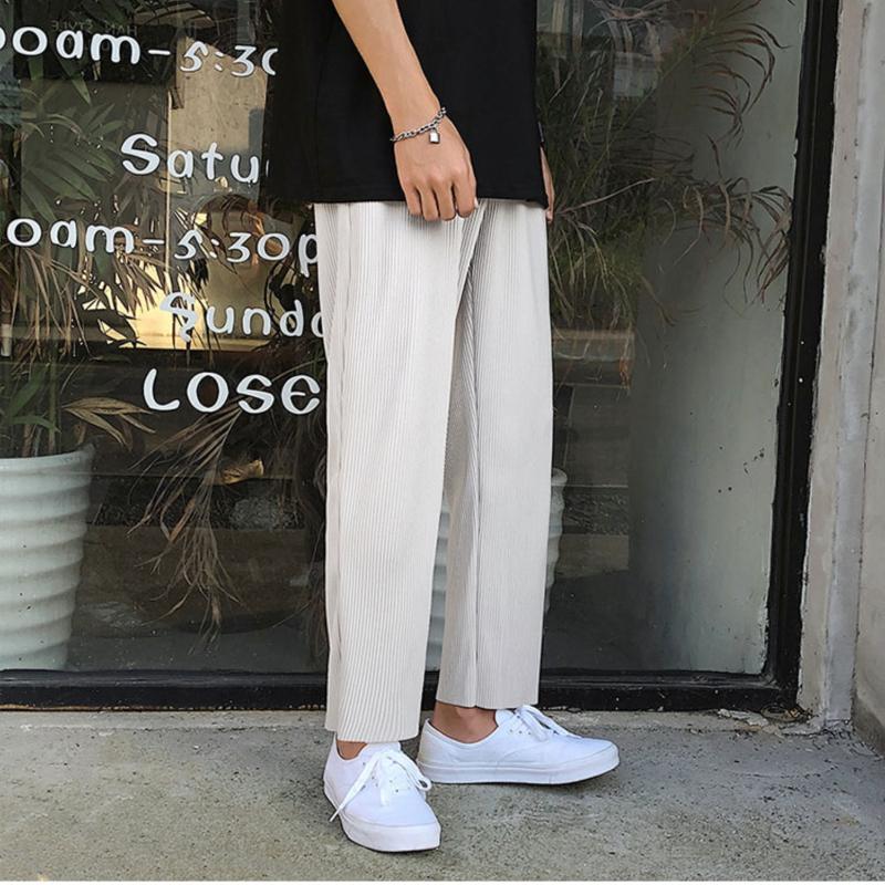Ice Silk Trousers Mens Wide Leg Pants 