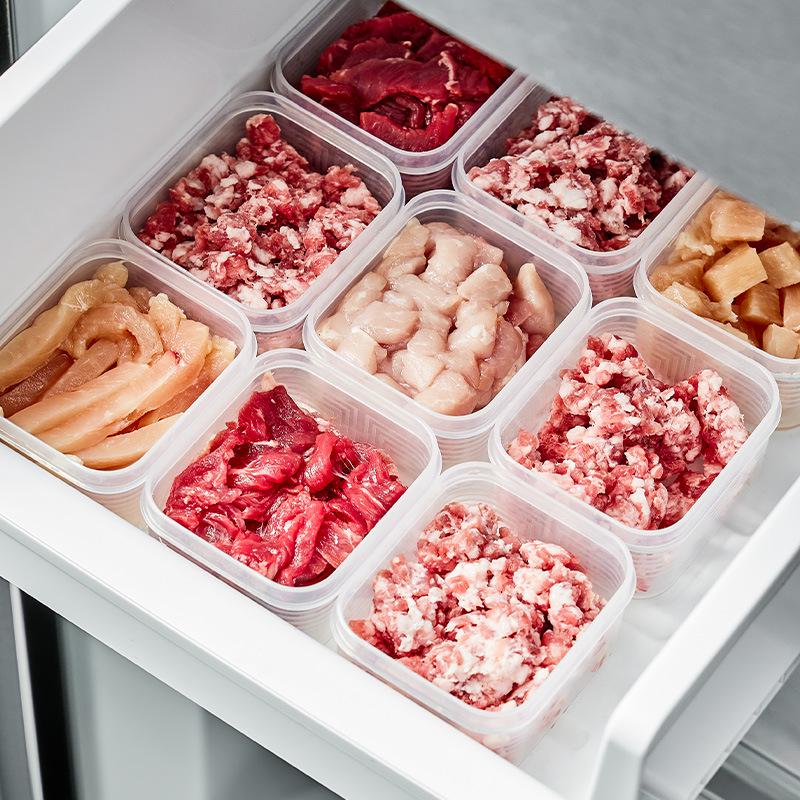 PP5 Food Grade Freezer Meat Storage Containers, 4-Piece Refrigerator Organizer Set